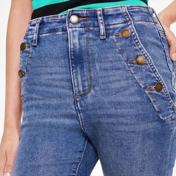 Karl Lagerfeld Paris Sailor Flared Leg Jeans Size 14 - Picture 5 of 5